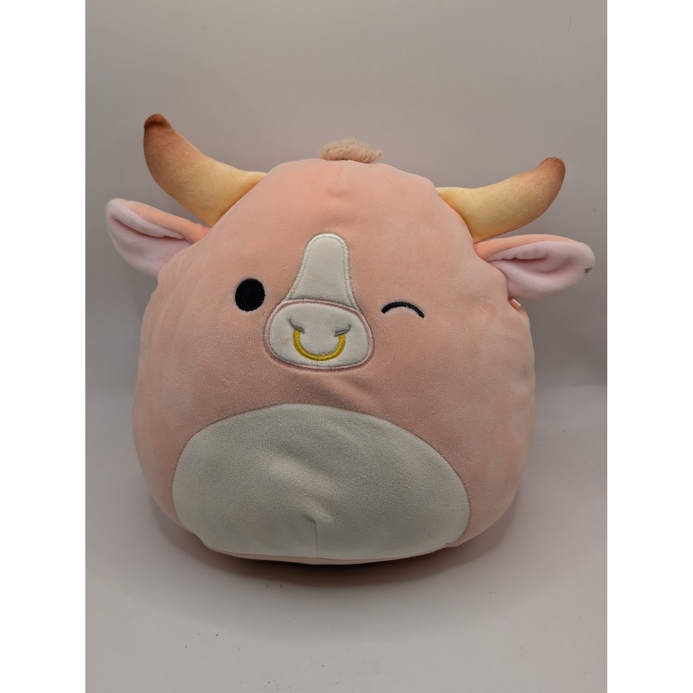 Squishmallows Shep the Bull 8 Inch Peach Cow Winking Plush Kellytoy